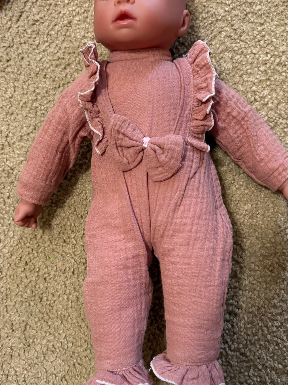 Kingstate Bald Blue-Eyed Vinyl Baby Doll Lot w/ Outfits & Accessories 18 Inches